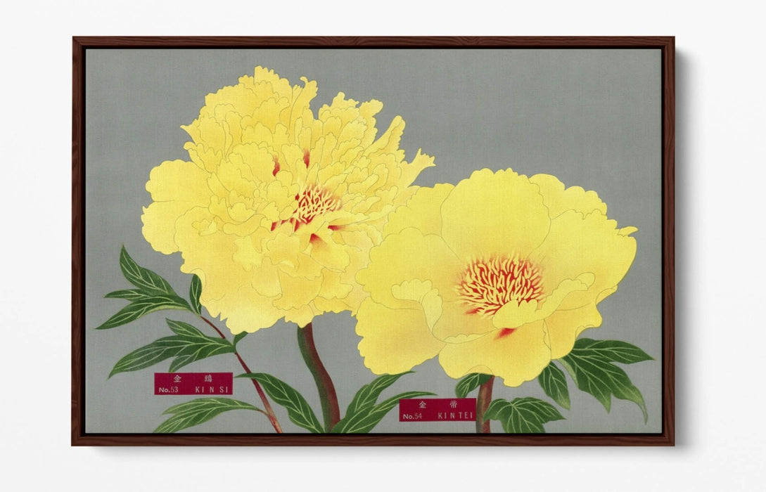 Vintage Canvas Wall Art – Peony Blossom Print with Float Effect Frame, Handmade