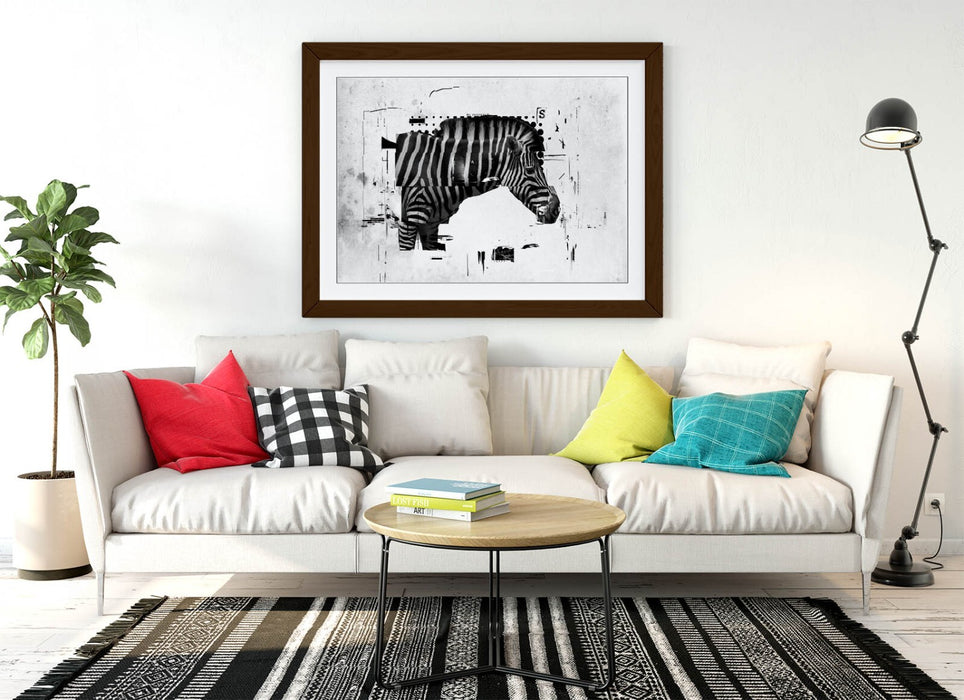 ZEBRA GLITCH ABSTRACT ARTWORK HOME DECOR -FRAMED ART POSTER PICTURE PRINT
