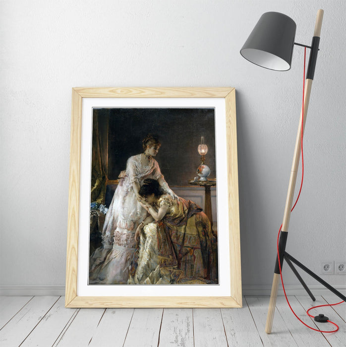 Framed Wall Art - Alfred Stevens After The Ball Poster Print With Wood Grain Frame
