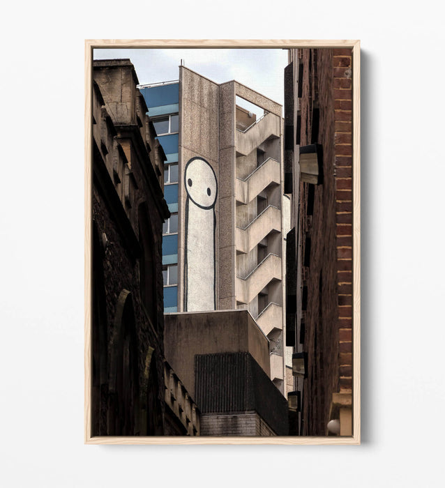 Canvas Wall Art – Stick Man Graffiti Print with Float Effect Frame, Handmade