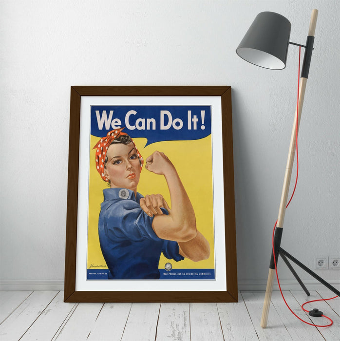 ROSIE THE RIVETER, WE CAN DO IT -ART FRAMED POSTER PICTURE PRINT ARTWORK- BLUE