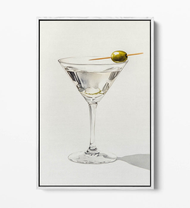 Canvas Wall Art - Dirty Martini Watercolour Style Float Effect Print on Premium Frame