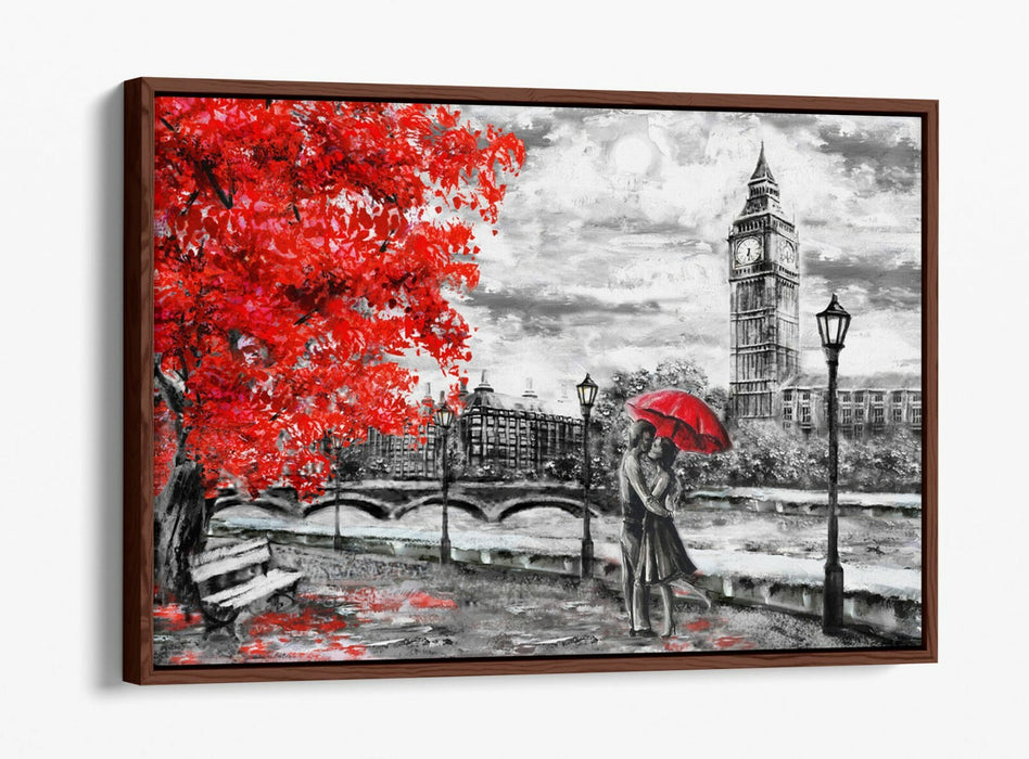 Canvas Wall Art – London Big Ben Float Effect Black White Print on MDF Frame