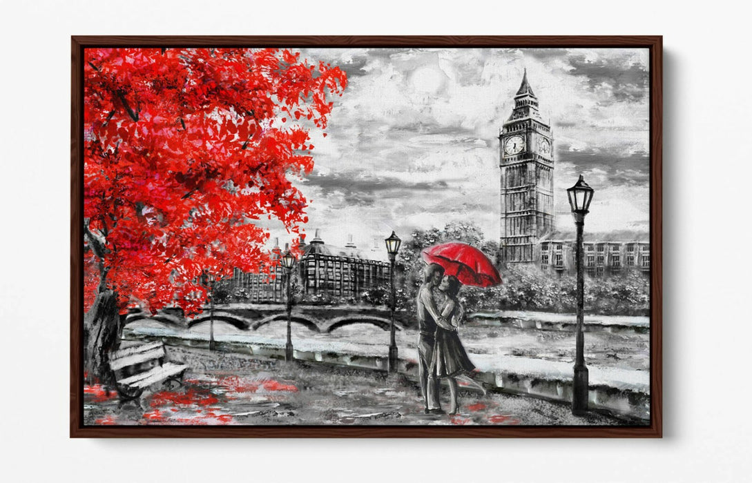 Canvas Wall Art – London Big Ben Float Effect Black White Print on MDF Frame