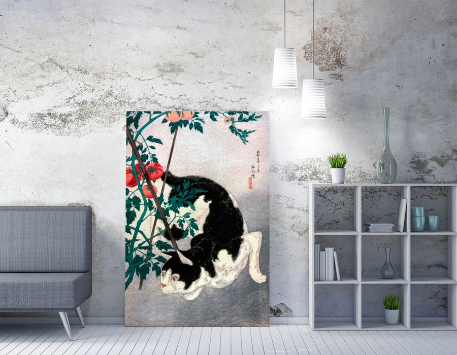 Canvas Wall Art Featuring Cat Canvas Print & Tomato Plant | Ready To Hang Art