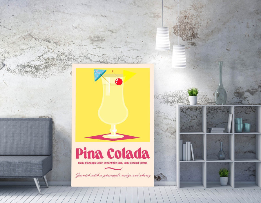 Pina Colada Poster - Vibrant Tropical Cocktail Decor Canvas Drink Print