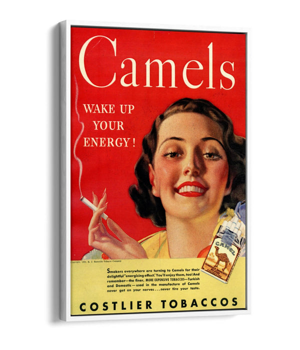 VINTAGE RETRO CAMELS CIGARETTES ADVERTISEMENT -FLOAT EFFECT CANVAS ART PRINT