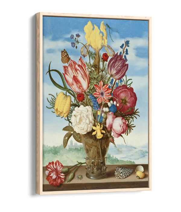 AMBROSIUS BOSSCHAERT, BOUQUET OF FLOWERS -FLOAT EFFECT CANVAS WALL ART PIC PRINT