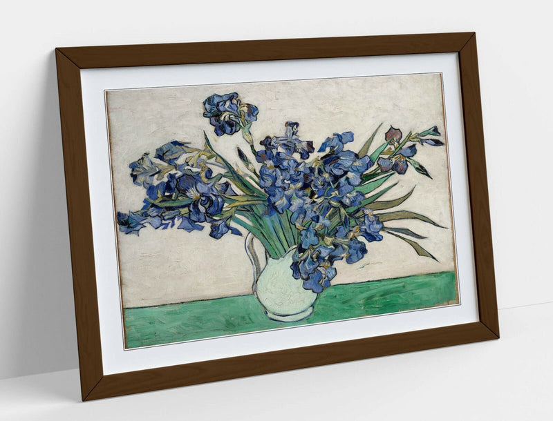 Van Gogh Irises Print – Framed Wall Art With Woodgrain Frame Finish & Archival Ink