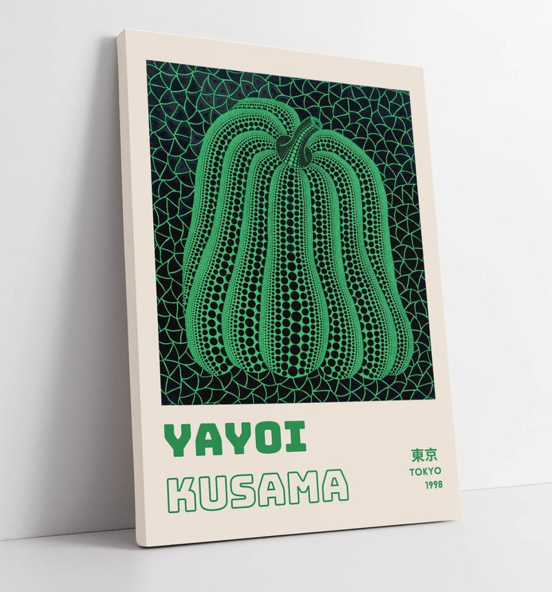 Canvas Wall Art - Yayoi Kusama Green Pumpkin Premium Print on Archival Grade Canvas