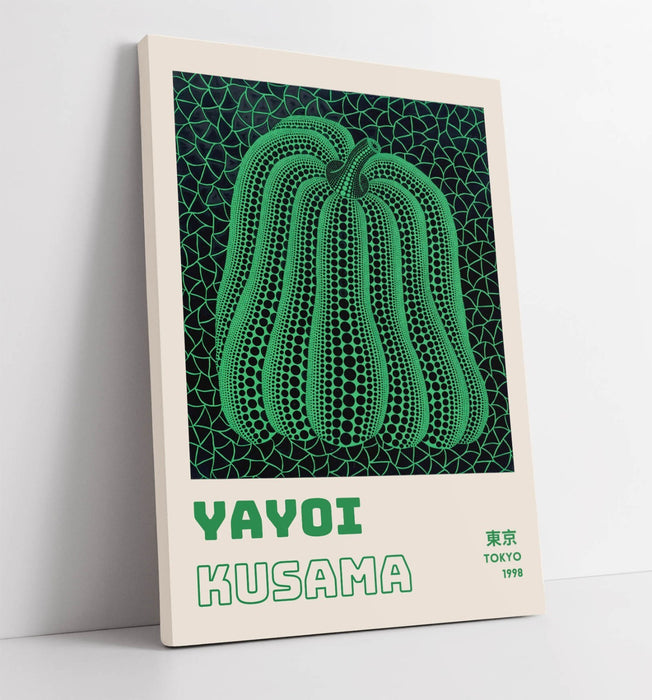 Canvas Wall Art - Yayoi Kusama Green Pumpkin Premium Print on Archival Grade Canvas