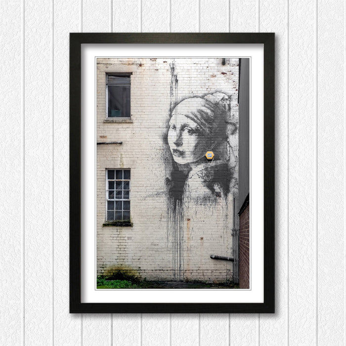 Banksy Framed Poster – Girl With Pearl Earring Wall Art Print, Matte Paper