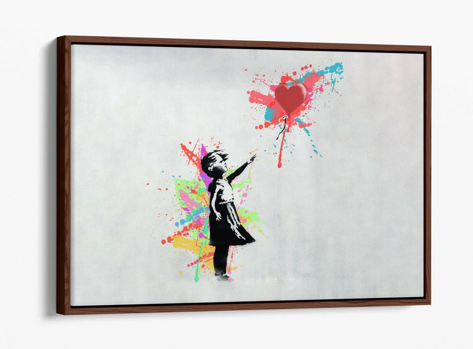 BANKSY, BALLOON GIRL RAINBOW SPLASH ART -FLOAT EFFECT CANVAS WALL ART PRINT