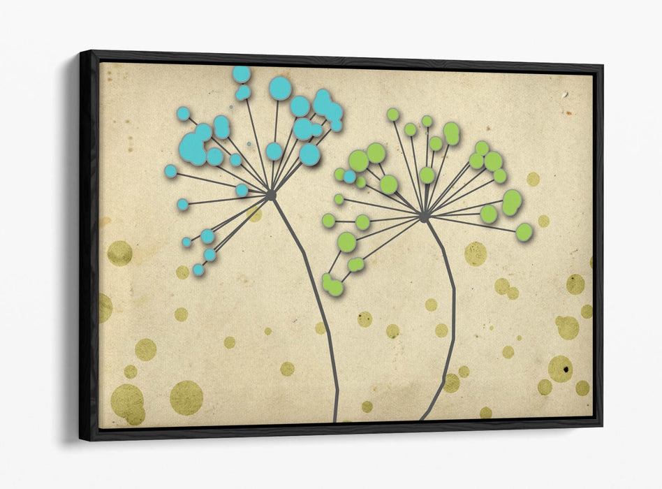 Dandelion Canvas Art – Blue Green Floral Bedroom Wall Art | Float Effect Canvas Print