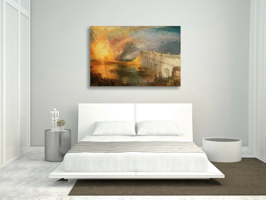 Canvas Wall Art – Framed Canvas Print of J M W Turner Burning Houses Painting