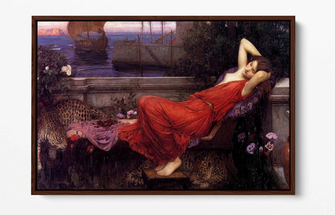 JOHN WILLIAM WATERHOUSE ARIADNE -FLOAT EFFECT CANVAS WALL ART PIC PRINT- RED