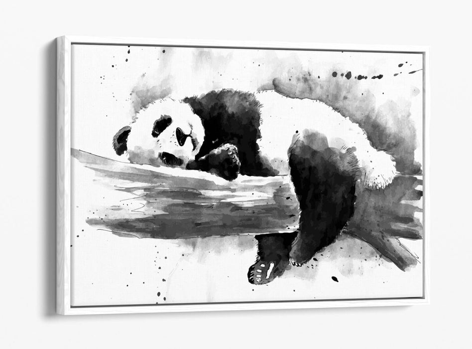 Panda Canvas Wall Art – Black and White Float Effect Canvas Print with 30mm Deep Frame