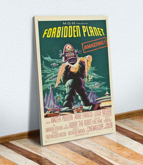 Forbidden Planet Canvas Art – Vintage Sci Fi Movie Poster on Archival Grade Canvas Wall Decor
