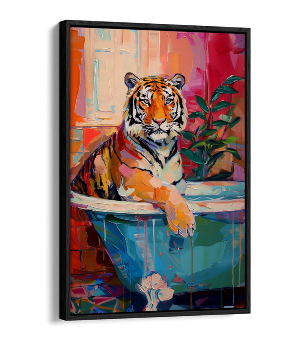 Tiger Canvas Art - Multi Colour Float Effect Canvas Wall Decor With 30mm Deep Frame