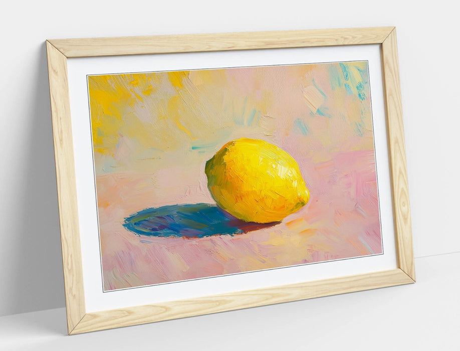 Framed Wall Art – Pretty Lemon Pastel Pink Still Life Poster Print 4 Sizes
