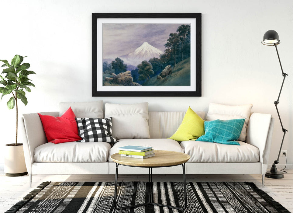 Framed Wall Art Poster - John Hoyte Painting Mt Egmont | Handmade UK Print