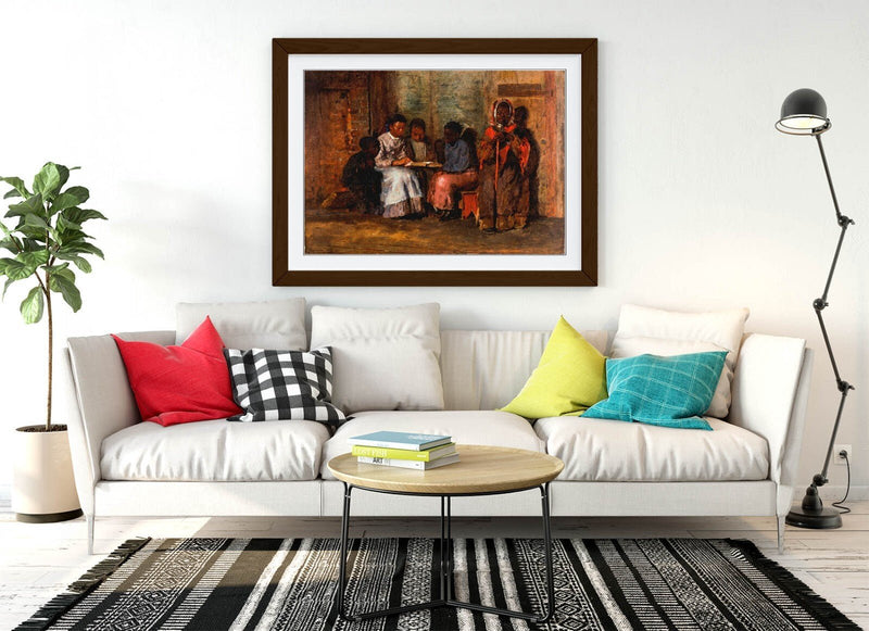 Framed Wall Art – Winslow Homer Sunday Morning Virginia Poster Print with Wood Grain Frame