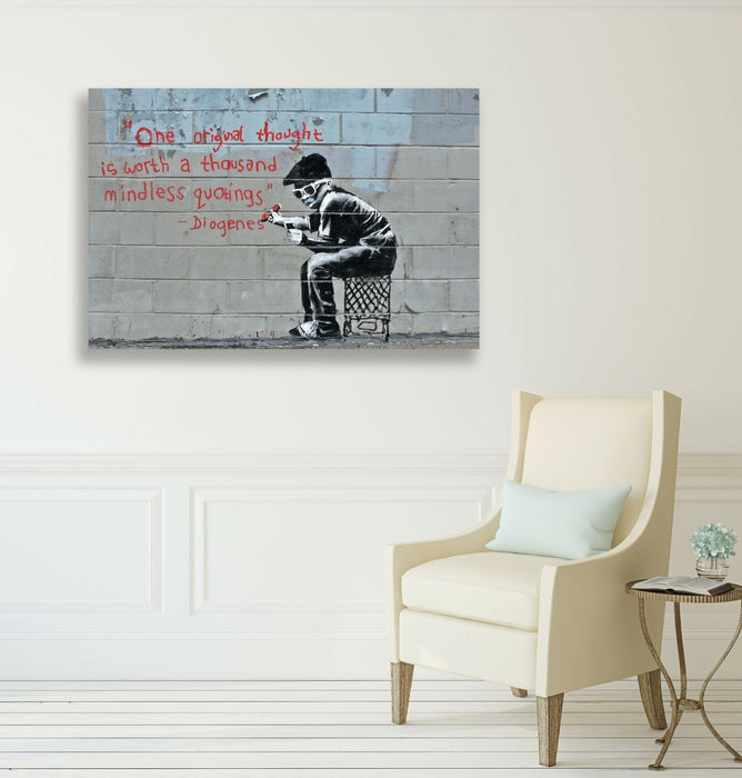 BANKSY CANVAS STREET WALL ART PRINT ARTWORK - ORIGINAL THOUGHT