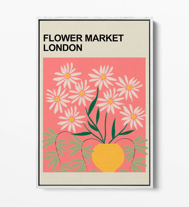 Floral Canvas Art – Flower Market Print | Contemporary Float Effect Canvas Wall Decor