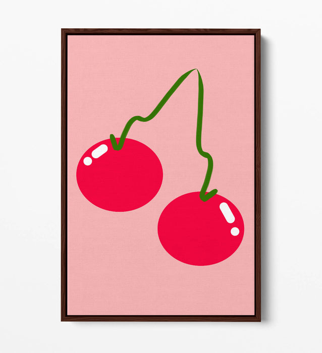 CHERRIES TRENDY MINIMALIST KITCHEN CHERRY -FLOAT EFFECT CANVAS WALL ART PRINT