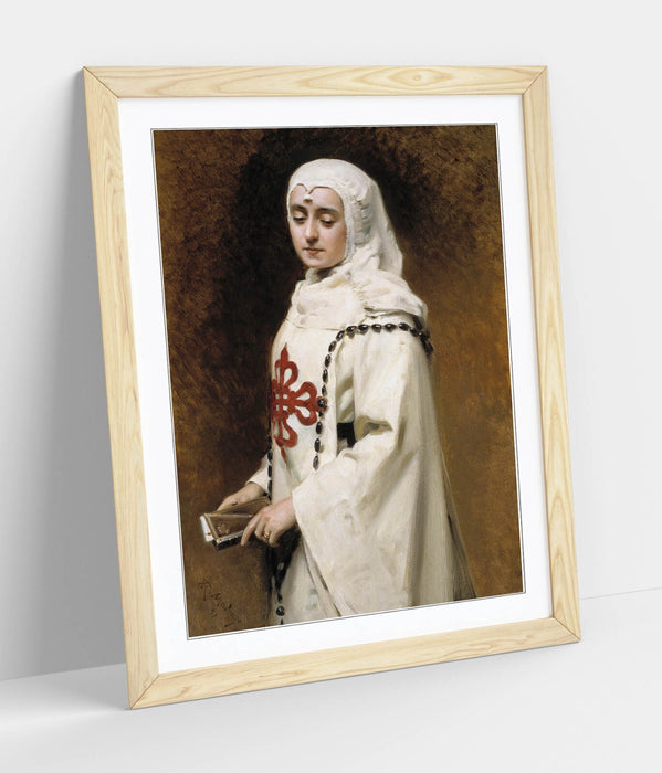Framed Art Poster - Raimundo Madrazo Portrait Of Maria Guerrero | Woodgrain Frame