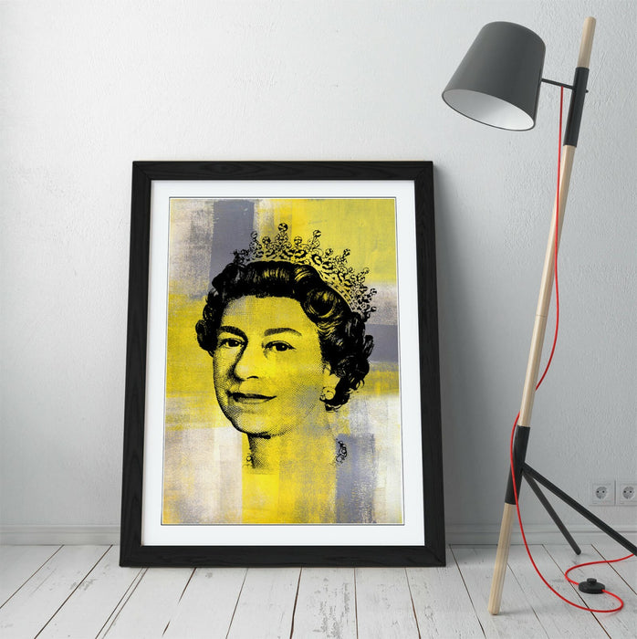 QUEEN YELLOW GREY -FRAMED ART POSTER PICTURE PRINT ARTWORK- BLACK