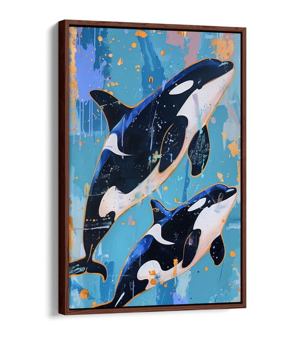 Canvas Wall Art - Floating Blue Orca Print | Handmade MDF Frame, Vibrant Colors