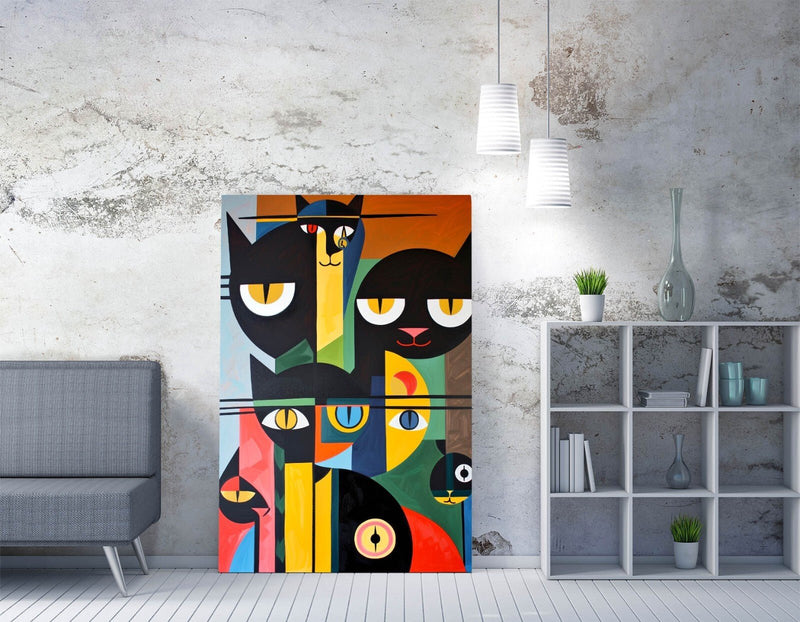 Abstract Cats Wall Art - Premium Canvas Print | Bauhaus Home Decor