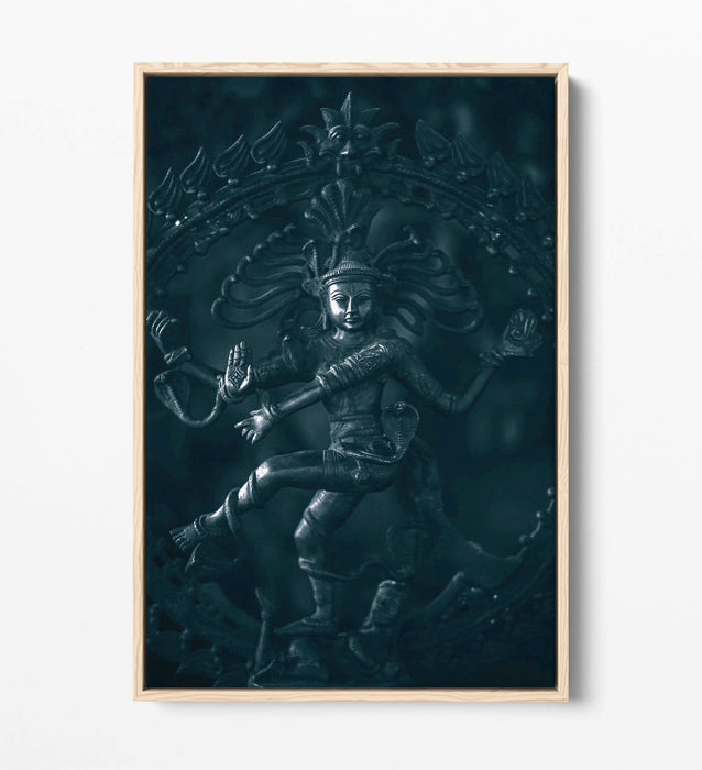 Canvas Wall Art – Dancing Shiva Hinduism Float Effect Print on Grey Canvas