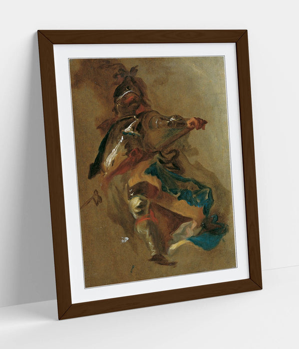 Framed Wall Art - Franz Maulbertsch Standing Commander Print With Woodgrain Frame