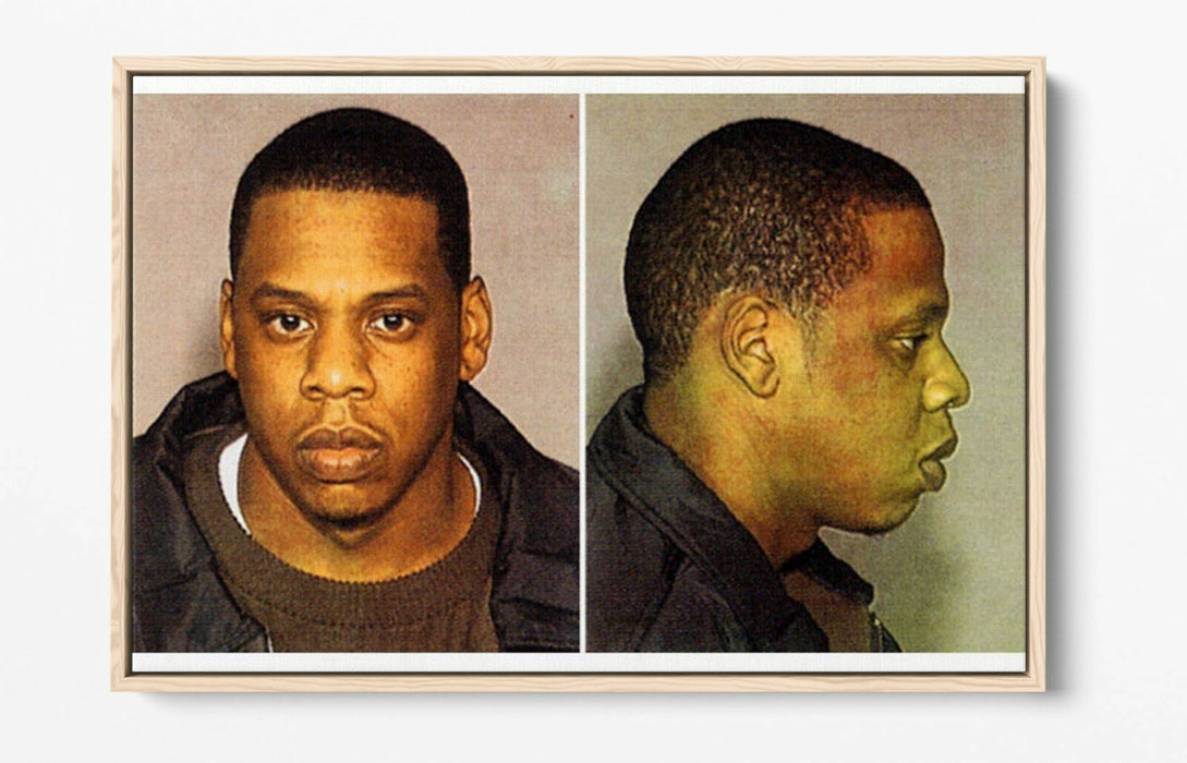 JAY Z MUGSHOT -FLOAT EFFECT CANVAS WALL ART PIC PRINT- GREY BLACK