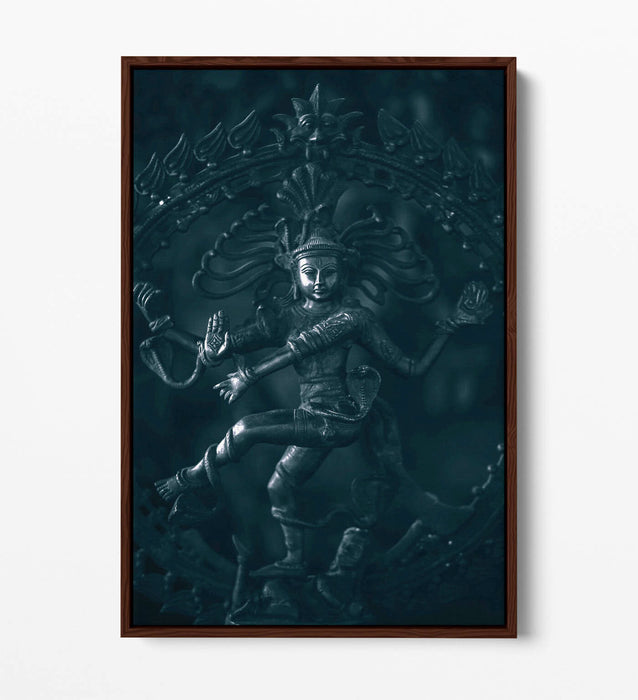 Canvas Wall Art – Dancing Shiva Hinduism Float Effect Print on Grey Canvas