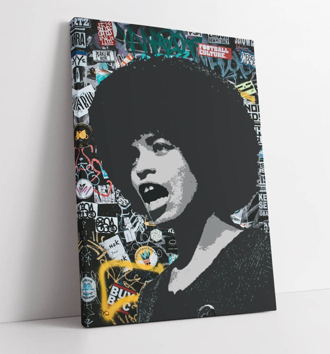 ANGELA DAVIS ACTIVIST GRAFFITI -CANVAS WALL ART PRINT ARTWORK BANKSY STYLE