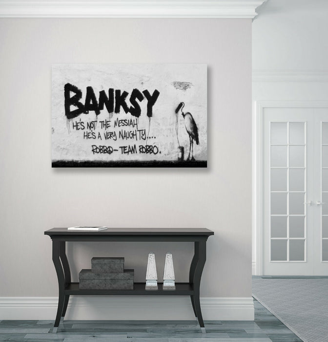 BANKSY STYLE - BANKSY V ROBBO -  CANVAS STREET WALL ART PRINT ARTWORK