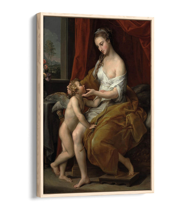 POMPEO BATONI, VENUS CARESSING CUPID -FLOAT EFFECT CANVAS WALL ART PIC PRINT