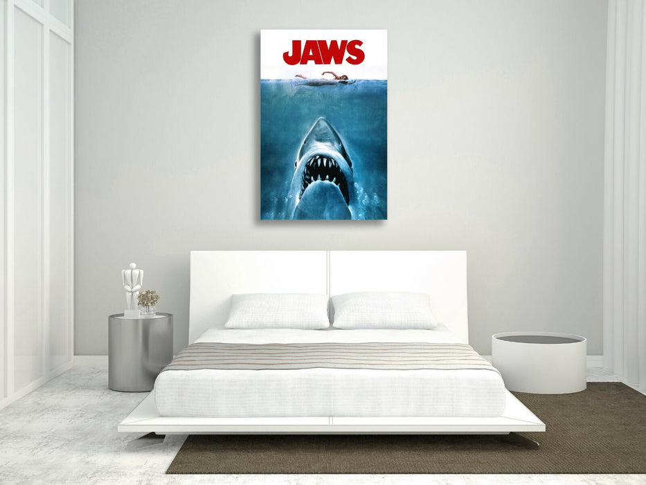 Vintage Movie Poster | JAWS Movie Canvas Wall Art Print - Ready To Hang