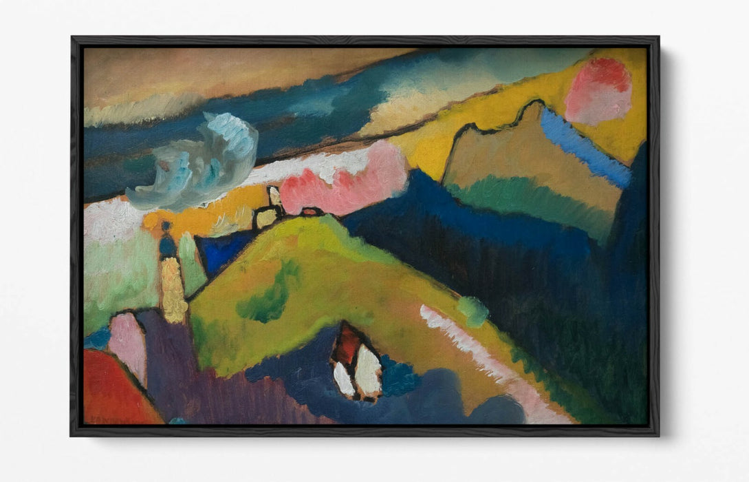 KANDINSKY, MOUNTAIN LANDSCAPE CHURCH-FLOAT EFFECT CANVAS WALL ART PICTURE PRINT