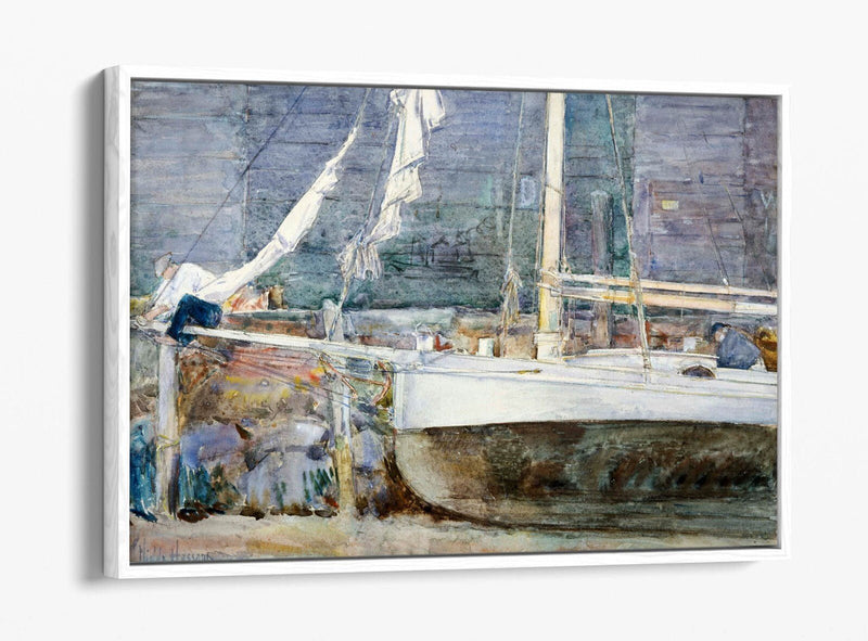 Canvas Wall Art - Childe Hassam Drydock Gloucester | Float Effect Premium Frame
