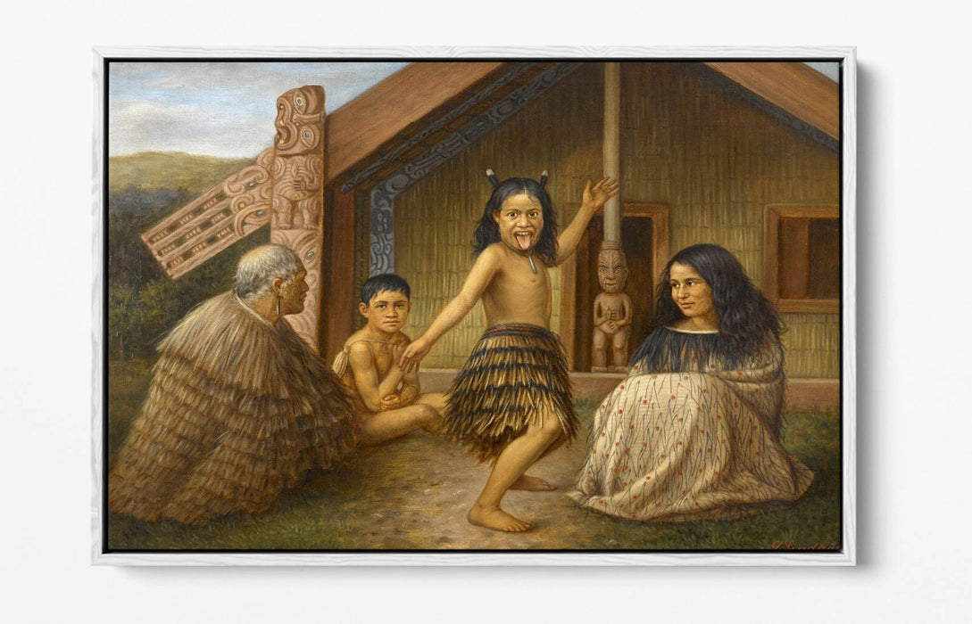 Canvas Wall Art Print - Maori Girl Learning Haka | Float Effect, Premium Frame
