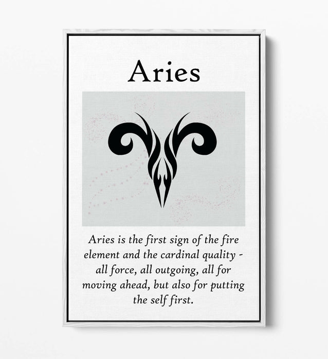 ARIES STAR SIGN ZODIAC ASTROLOGY QUOTE -FLOAT EFFECT CANVAS WALL ART PRINT