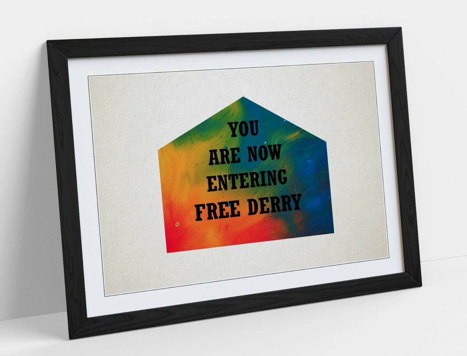 FREE DERRY CORNER IRISH RAINBOW, DERRY GIRLS -FRAMED WALL ART PICTURE PRINT