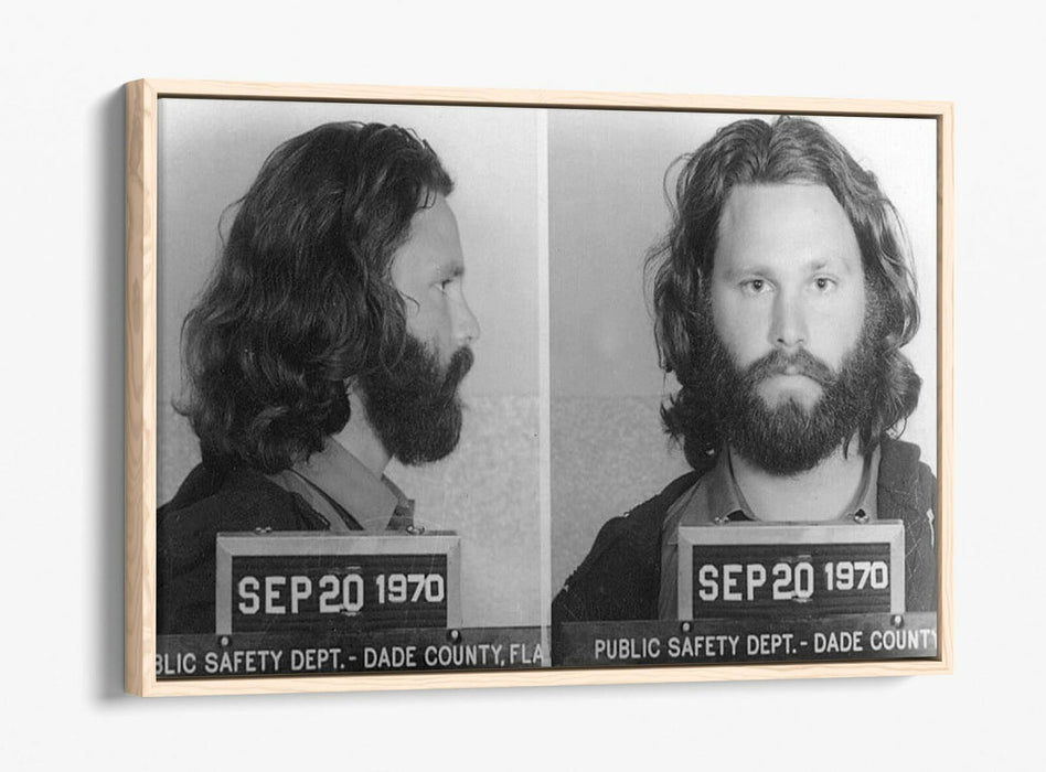 JIM MORRISON MUGSHOT 2 -FLOAT EFFECT CANVAS WALL ART PIC PRINT- BLACK & WHITE