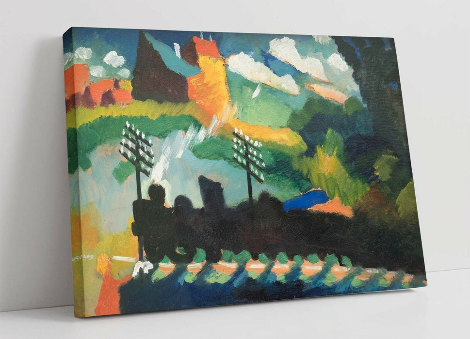 Canvas Wall Art Print | Wassily Kandinsky Railroad At Murnau | Premium Abstract Blue Artwork