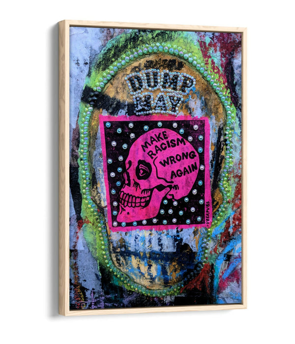 ANTI RACISM EAST LONDON GRAFFITI -FLOAT EFFECT CANVAS WALL ART PIC PRINT- PINK