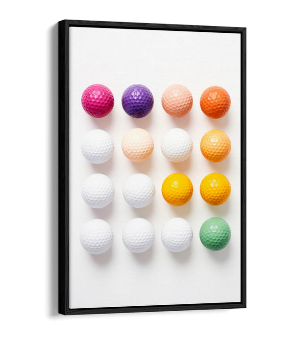 Golf Balls Canvas Art - Multi Colour Sports Wall Decor | Float Effect Canvas Print